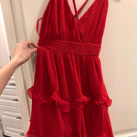 Red Dress Boutique, red ruffle dress, size medium - Picture 1 of 4